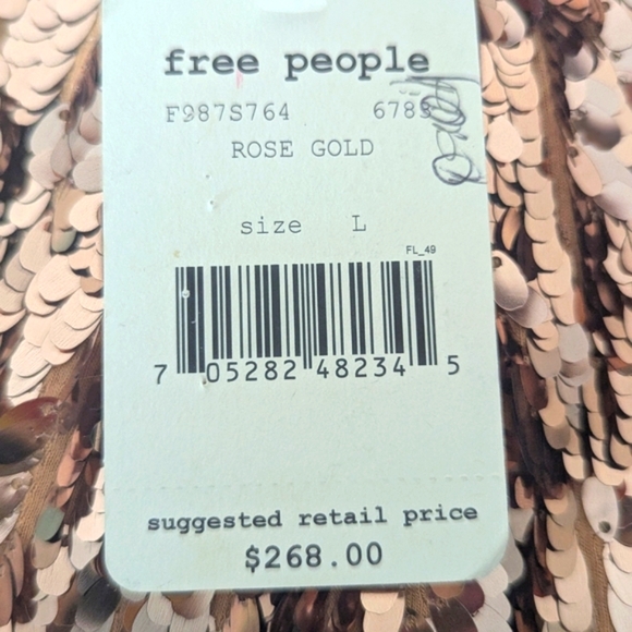 Vintage "NWT","Free People", Maxi Rose Gold Sequence Long Skirt - Picture 3 of 9
